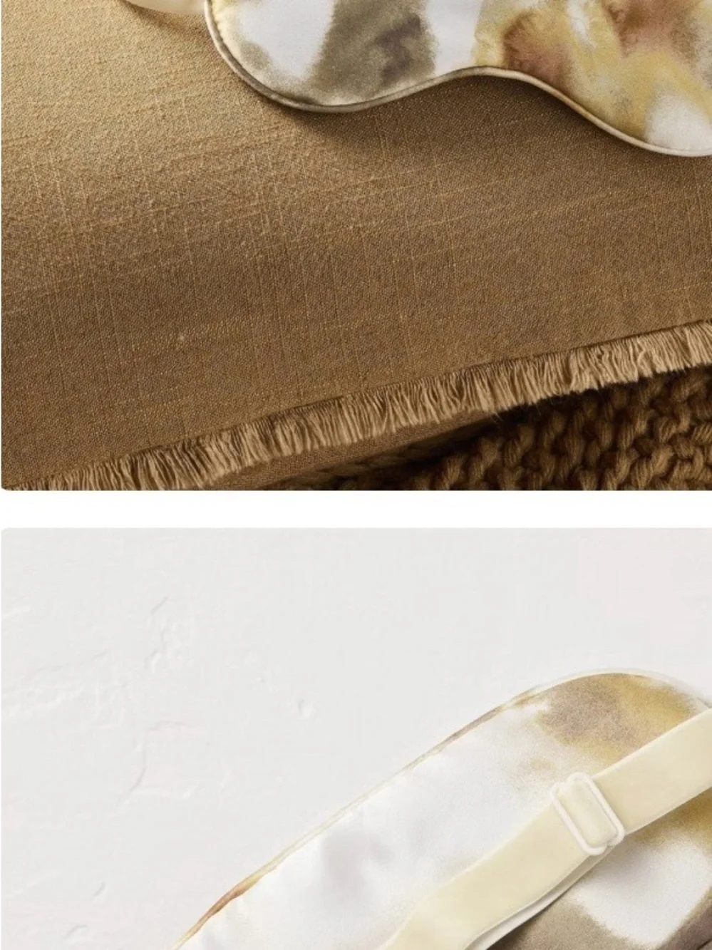 Casaluna Silk Eye Mask - Taupe and Cream Marble